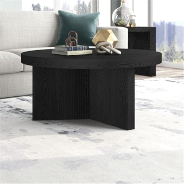 Henn&Hart 32" Black Grain Coffee Table with Easy Assembly