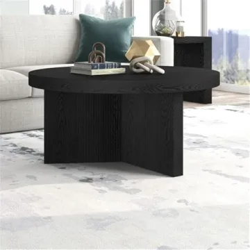 Henn&Hart 32" Black Grain Coffee Table with Easy Assembly