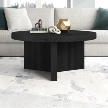 Henn&Hart 32" Black Grain Coffee Table with Easy Assembly