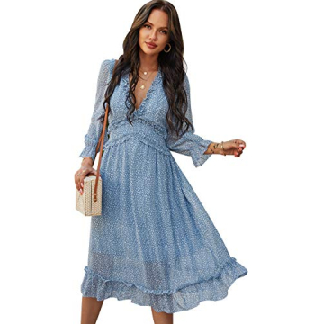 QANSI Women’s Sexy Ruffle Midi Dress – Stylish & Comfort