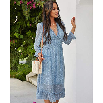 QANSI Women’s Sexy Ruffle Midi Dress – Stylish & Comfort