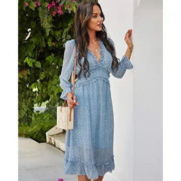 QANSI Women’s Sexy Ruffle Midi Dress – Stylish & Comfort