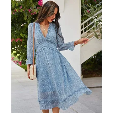 QANSI Women’s Sexy Ruffle Midi Dress – Stylish & Comfort