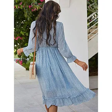 QANSI Women’s Sexy Ruffle Midi Dress – Stylish & Comfort