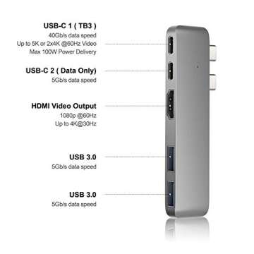 Purgo Mini USB C Hub Adapter Dongle for 2025/2024-2020 MacBook Air 13” 15” M3 M2 M1, MacBook Air...