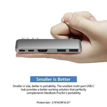 Purgo Mini USB C Hub Adapter Dongle for 2025/2024-2020 MacBook Air 13” 15” M3 M2 M1, MacBook Air USB Adapter with 4K HDMI, 100W PD, 40Gbps TB3 5K@60Hz, USB-C and 2 USB 3.0 (Space Grey)