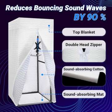 KFURNIKN Portable Vocal Booth,Recording Booth for Echo-Free Sound,Sound Booth for Recording,Music Ac...