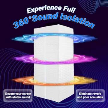 KFURNIKN Portable Vocal Booth,Recording Booth for Echo-Free Sound,Sound Booth for Recording,Music Acoustic Treatment,Home Sound Isolation Booth with Lights,Travel bag