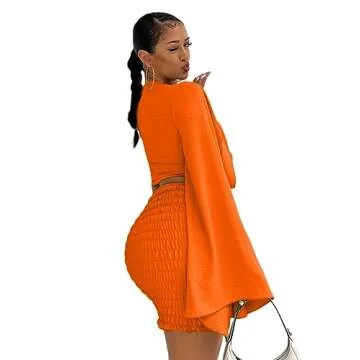 LYANER Women's Stylish 2 Piece Crop Top and Mini Skirt Set