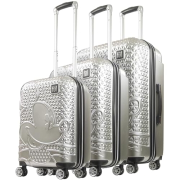 FUL 3-Piece Disney Luggage Set in Silver for Travelers