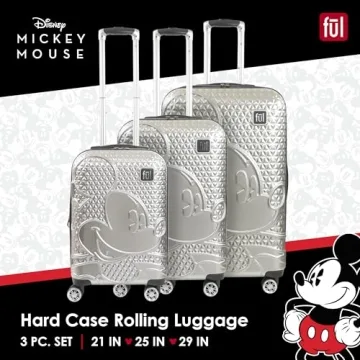 FUL 3-Piece Disney Luggage Set in Silver for Travelers