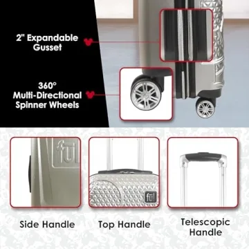 FUL 3-Piece Disney Luggage Set in Silver for Travelers