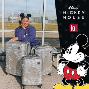 FUL 3-Piece Disney Luggage Set in Silver for Travelers