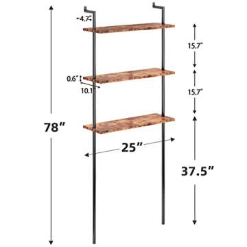 AmazerBath Bathroom Organizer Over Toilet Storage Shelf Wood, Above Toilet Storage Shelf Rack 3-Tier, Wall-Mounted Space Saver, Restroom Laundry, Rustic Brown
