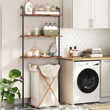 AmazerBath Bathroom Organizer Over Toilet Storage Shelf Wood, Above Toilet Storage Shelf Rack 3-Tier, Wall-Mounted Space Saver, Restroom Laundry, Rustic Brown