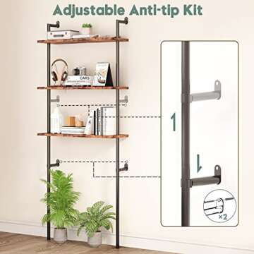 AmazerBath Bathroom Organizer Over Toilet Storage Shelf Wood, Above Toilet Storage Shelf Rack 3-Tier, Wall-Mounted Space Saver, Restroom Laundry, Rustic Brown