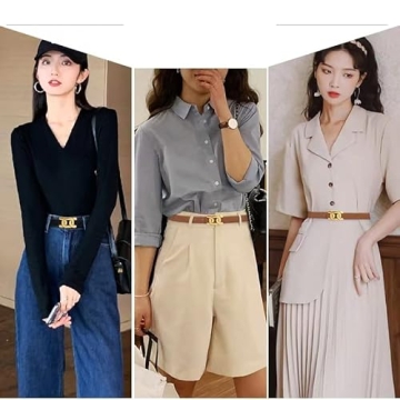 Yuangu Womens Belts for Jeans, Womens Leather Belt with Gold Buckle, Designer Belts for Pants Jeans Dresses (Black, 100cm(Fits 24"-31"))