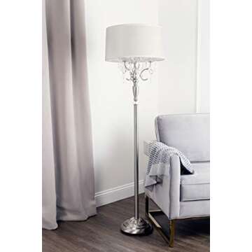 OK Lighting OK-5109F OK-5109f Crystal Silver Floor Lamp, 17" x 17" x 62"