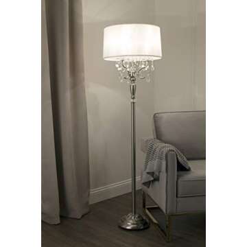 OK Lighting Crystal Silver Floor Lamp, 62 inches Elegant