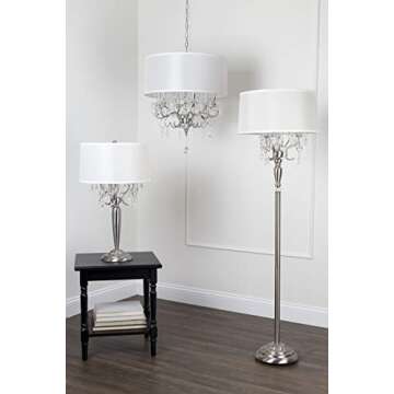 OK Lighting Crystal Silver Floor Lamp, 62 inches Elegant
