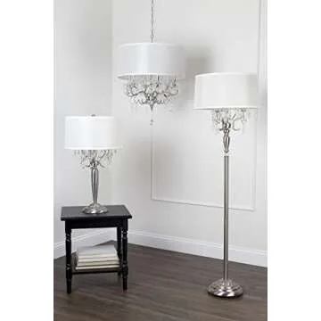OK Lighting Crystal Silver Floor Lamp, 62 inches Elegant