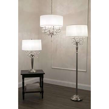 OK Lighting Crystal Silver Floor Lamp, 62 inches Elegant