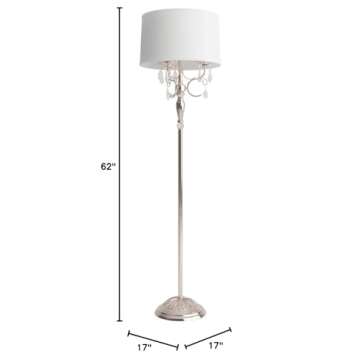 OK Lighting Crystal Silver Floor Lamp, 62 inches Elegant