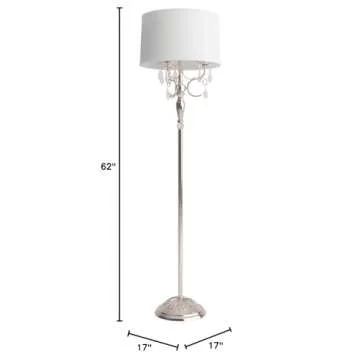 OK Lighting Crystal Silver Floor Lamp, 62 inches Elegant
