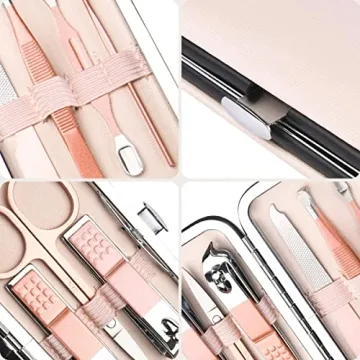 AOMIG Portable Manicure Kit with Leather Case for Travel