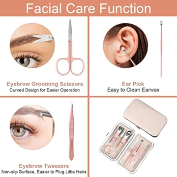 AOMIG Portable Manicure Kit with Leather Case for Travel