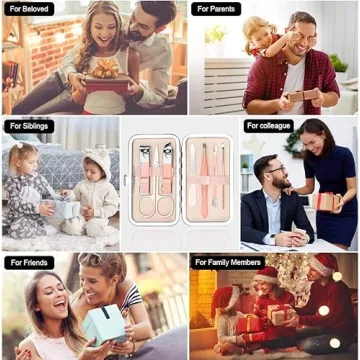 AOMIG Portable Manicure Kit with Leather Case for Travel