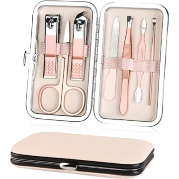 AOMIG Portable Manicure Kit with Leather Case for Travel