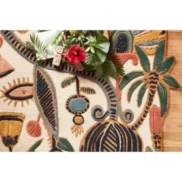 ELASSA CARPET Modern Flower Design Area Rug 5x8 Feet