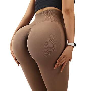 MOOSLOVER Seamless Butt Lifting Workout Leggings for Women High Waist Yoga Pants Compression Contour Tights(M,Coffee)