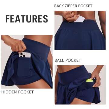 Stylish High Waisted Tennis Skirt with Pockets