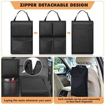 FINPAC Car Trunk Organizer and Storage, Detachable Seat Back Hanging Organizers Storage with Zippers, Large Capacity Car Accessories Interior for Jeeps, SUVs, Vans (Black)