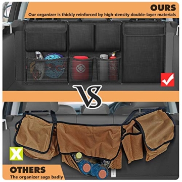 FINPAC Car Trunk Organizer and Storage, Detachable Seat Back Hanging Organizers Storage with Zippers, Large Capacity Car Accessories Interior for Jeeps, SUVs, Vans (Black)