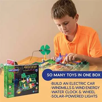 Snap Circuits Green Energy Electronics Exploration Kit | Over 125 Exciting STEM Projects | Full Color Project Manual | 45+ Snap Circuits Parts | STEM Educational Toys for Kids 8+