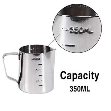 Coffee Milk Frothing Pitcher Cup with Measurement Inside Thermometer set 12oz/350ML Stainless Steel ...