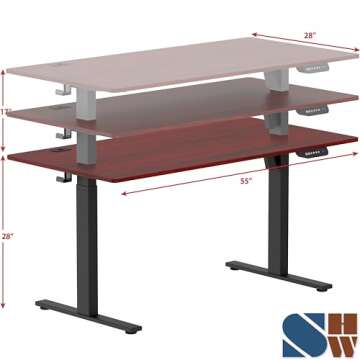 SHW Electric Height Adjustable Standing Desk with Memory Preset