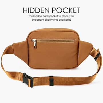 ZORFIN Fanny Packs for Women Men, Belt Bag with 4 Zipper Pockets, Fashion Crossbody Bags, Large Capacity Waist Packs with Adjustable Strap for Workout/Running/Hiking (Brown)