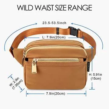 ZORFIN Fanny Packs for Women Men, Belt Bag with 4 Zipper Pockets, Fashion Crossbody Bags, Large Capacity Waist Packs with Adjustable Strap for Workout/Running/Hiking (Brown)