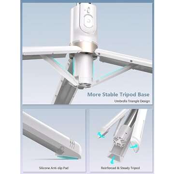 45'' Selfie Stick with Light, Travel Tripod Essentials with Wireless Remote, Portable Cell Phone Tripod Stand, Beach Cruise Ship Essentials for Family, Compatible with 4-7.2" All Smartphone