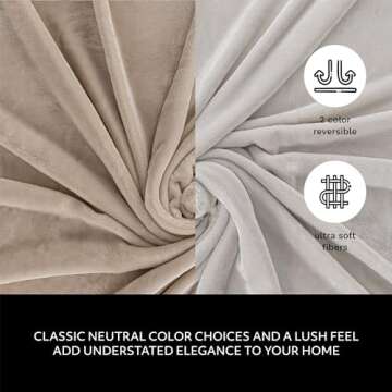 Mon Chateau Luxury Over-Sized Ultra Soft Reversible Flannel Throw Blanket for Couch, Sofa, or Queen ...