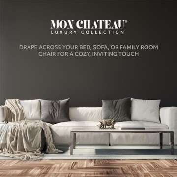 Mon Chateau Luxury Over-Sized Ultra Soft Reversible Flannel Throw Blanket for Couch, Sofa, or Queen Size Bed - Plush Cozy Soft Blanket for Sleeping or Home Decor - 98" x 92" (Beige - Queen)