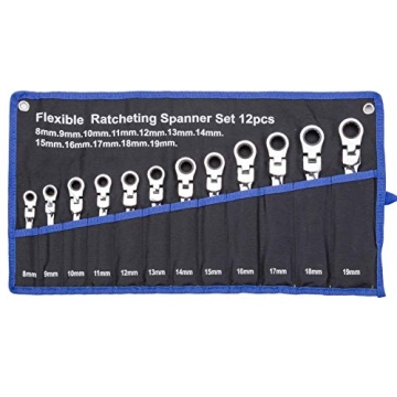Qnkaa 12pcs Flex Ratchet Wrench Set Durable 8-19mm