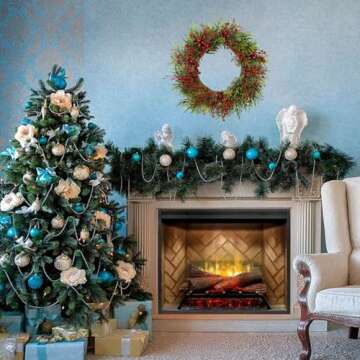 VioletEverGarden Artificial Christmas Wreath 22 Inch Christmas Wreaths for Front Door Large Winter W...