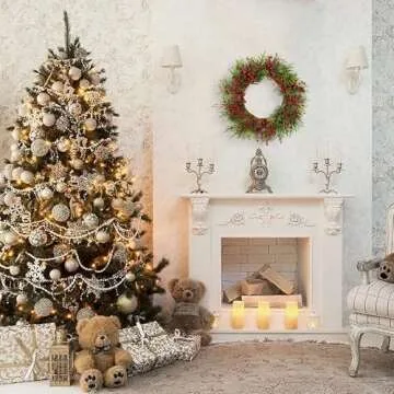 VioletEverGarden 22 Inch Christmas Wreath for Festive Decor