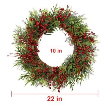 VioletEverGarden 22 Inch Christmas Wreath for Festive Decor