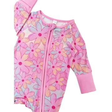 Bow Dream Baby Girl Clothes Infant Outfits Baby boy Clothes Romper Jumpsuit Newborn Coming Home Outfit Pink Floral Print 3-6 Months